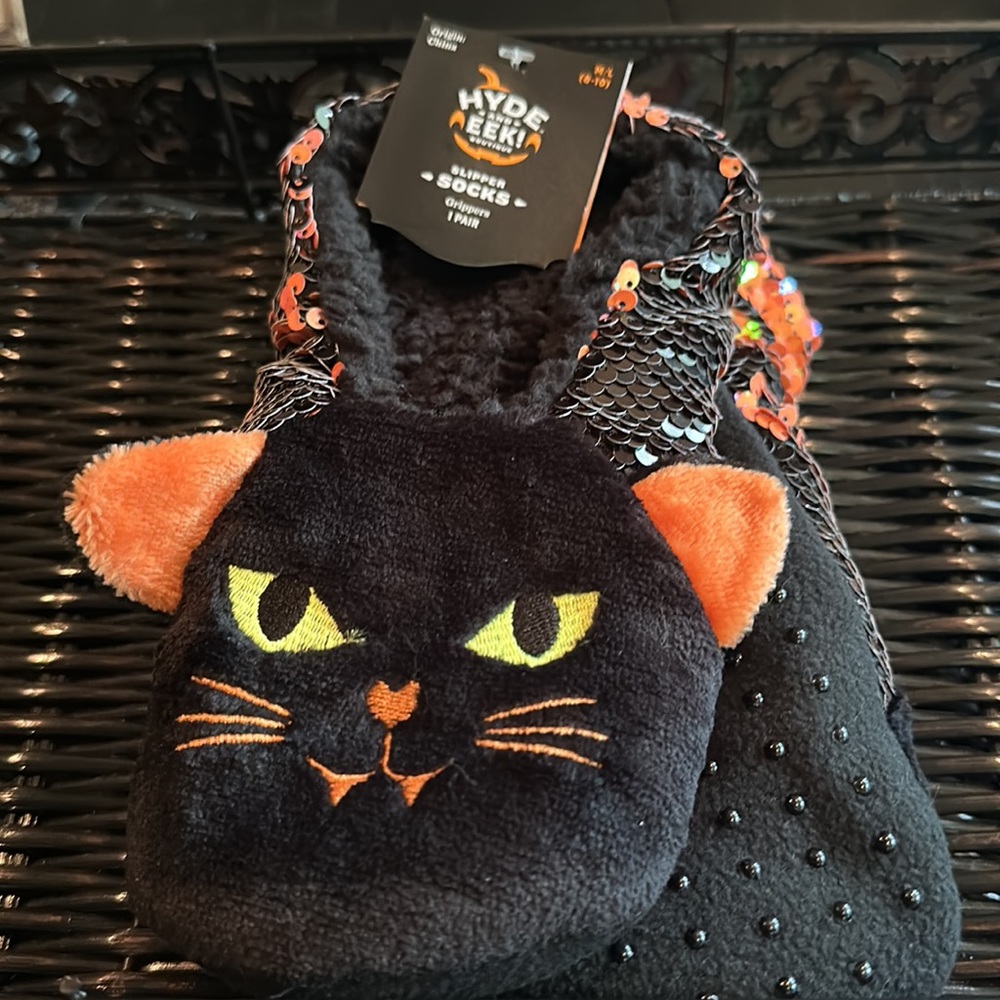 🌷3 for $12 Hyde & Eek CAT Slipper Gripper Socks Size M/L 8-10 Women’s